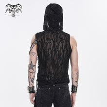 Load image into Gallery viewer, TT316 Branch-Patterned Stretch Knit Hoodie-Style Layered-Look Punk T-Shirt
