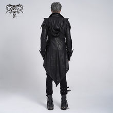 Load image into Gallery viewer, CT06901 movie actor false two pieces black hooded leather long coats for men
