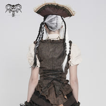 Load image into Gallery viewer, WT10002 Whole-Garment Enzyme-Washed, Two-Tone Woven Steampunk Cropped Vest
