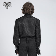 Load image into Gallery viewer, SHT01001 Paisley jacquard shining black rose lace cuff gothic men shirts with bow tie
