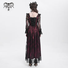 Load image into Gallery viewer, SKT171 Gothic wine red lace dropped waist dress
