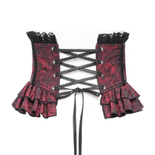 Load image into Gallery viewer, AS20902 new arrival black and red women Gothic rose zipper jacquard lace corset
