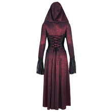 Load image into Gallery viewer, CT24702 Red Women Gothic long hooded long sleeve lace coat

