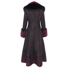 Load image into Gallery viewer, ECT016 thick warm gothic fur Black and red gradient nylon wool long coat
