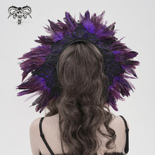 Load image into Gallery viewer, AS262 Purple Feather Lolita Wide-Brimmed Soft-Wire Headband

