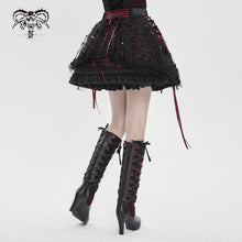 Load image into Gallery viewer, SKT25901 Sequined Mesh and Flat Grid-Paneled Lolita Miniskirt
