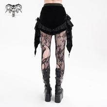 Load image into Gallery viewer, PT255 Gothic black women Pleated hem velvet shorts
