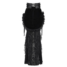 Load image into Gallery viewer, ESKT07801 Black Velvet Paneling with Soft Rose Mesh Gothic Skirt
