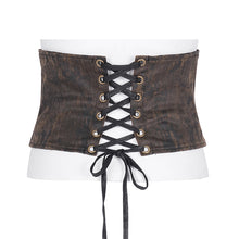 Load image into Gallery viewer, AS197 Steampunk women Distressed leather corset with metal eyelets

