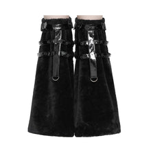 Load image into Gallery viewer, AS301 Short-pile velour and glossy patent leather Punk-style mid-length leg warmers
