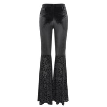 Load image into Gallery viewer, PT272 Hollow out Thigh mesh flocked flared trousers

