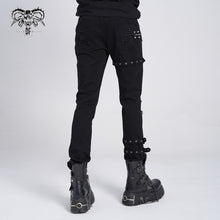 Load image into Gallery viewer, PT040 daily life wear men metallic punk broken holes trousers with loops
