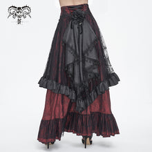 Load image into Gallery viewer, SKT19802 Black and red Gothic Paisley High Waist Skirt
