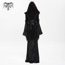 Load image into Gallery viewer, SKT24002 Dark Red Long Trumpet Sleeve Gothic Fishtail Hooded Dress
