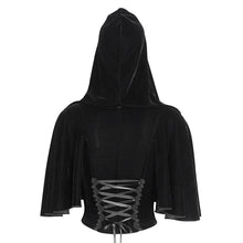 Load image into Gallery viewer, ETT03401 Gothic hooded halterneck women&#39;s short shirt
