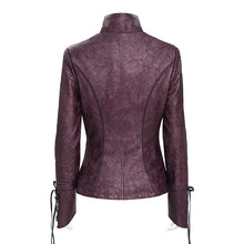 Load image into Gallery viewer, CT26302 Red Pleated Faux Leather Punk Jacket
