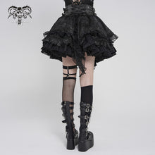 Load image into Gallery viewer, SKT250 Punk-Style Two-Tone Woven and Organza Paneled Mini Skirt
