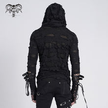 Load image into Gallery viewer, TT084 punk men ripped finger covered autumn hooded black top
