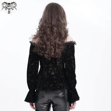 Load image into Gallery viewer, TT288 Gothic halterneck rose burnt out velvet T-shirt
