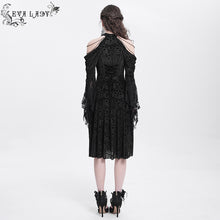 Load image into Gallery viewer, ESKT061 Burnout flocked off-shoulder dress&nbsp;
