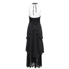 Load image into Gallery viewer, SKT213 Punk halter neck long dress with drawstring at chest

