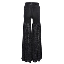 Load image into Gallery viewer, EPT017 Velvet and burnt-out flower mesh bell-bottom gothic women pants
