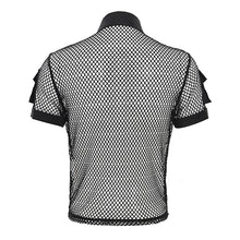 Load image into Gallery viewer, SHT162 Diamond Mesh Punk Shirt with Accordion Pockets Cuffs
