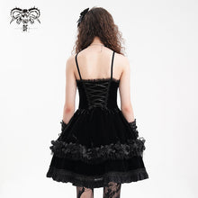 Load image into Gallery viewer, SKT20601 Black Lolita short suspenders dress
