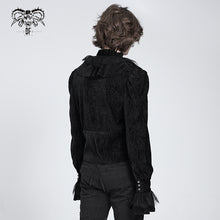 Load image into Gallery viewer, SHT13301 Black Pleated velvet V-neck shirt
