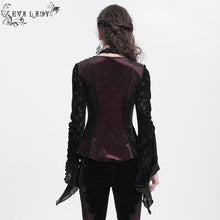 Load image into Gallery viewer, EVA LADY ETT04102 Gothic shiny velvet halterneck long-sleeved T-shirt
