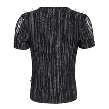Load image into Gallery viewer, TT315 Punk Stretch Tie-Dyed Knit T-Shirt with Large Diamond Mesh Paneling
