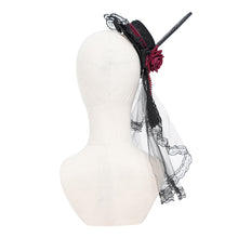 Load image into Gallery viewer, AS304 Lolita DIY Coffin-Shaped Lace Mini Top Hat Hair Clip
