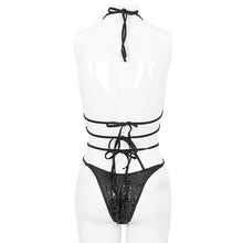 Load image into Gallery viewer, SST024 Pentagram Print lace up Swimsuit Set
