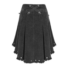 Load image into Gallery viewer, SKT260 Punk-Style Distressed Hem with Raw Edges I-shaped Pleated Skirt
