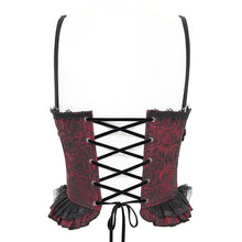 Load image into Gallery viewer, CST00802 Sexy Women Gothic Lace Up Rose Jacquard Pleated Suspender Corset
