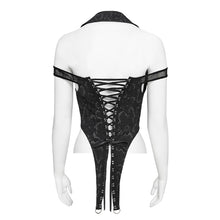 Load image into Gallery viewer, SHT150 Serpentine-Print Woven Halter-Neck Off-Shoulder Punk Shirt
