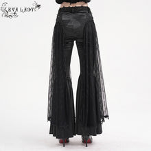 Load image into Gallery viewer, EPT018 Sexy women stage performance mesh Gothic mid-rise flared pants

