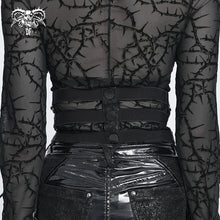 Load image into Gallery viewer, AS311 Punk-style elastic belt featuring snakeskin-effect leather, demon eye motif, and stud embellishments
