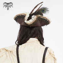 Load image into Gallery viewer, AS181 Lace peacock feather triangle pirate hat
