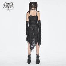 Load image into Gallery viewer, SKT190 Punk ripped knitted belted slip dress
