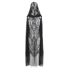 Load image into Gallery viewer, CA042 Gothic lace tassels sleeveless hooded cardigan
