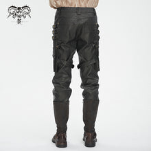 Load image into Gallery viewer, PT24402 Brown Steampunk brush-off leather trousers
