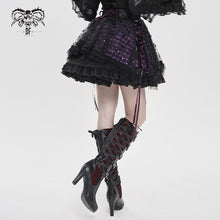 Load image into Gallery viewer, SKT25902 Sequined Mesh and Flat Grid-Paneled Lolita Miniskirt
