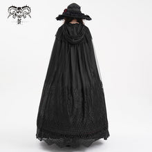 Load image into Gallery viewer, CA04501 Black Gothic Lace Hooded Cloak

