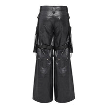 Load image into Gallery viewer, PT287 Pleated faux leather woven punk wide-leg pants
