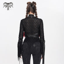 Load image into Gallery viewer, TT295 Punk double-layer mesh turtleneck T-shirt
