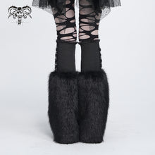Load image into Gallery viewer, AS323 Black plush V-shaped mid-length leg warmers
