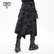 Load image into Gallery viewer, SKT228 Punk Velvet and Black Leather Accordion pocket kilt
