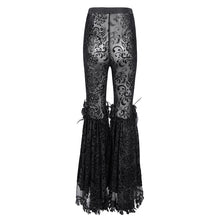 Load image into Gallery viewer, PT256 Flocked flower mesh high waist women&#39;s pants
