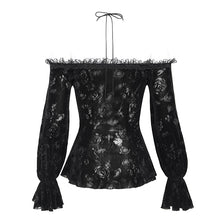 Load image into Gallery viewer, TT288 Gothic halterneck rose burnt out velvet T-shirt
